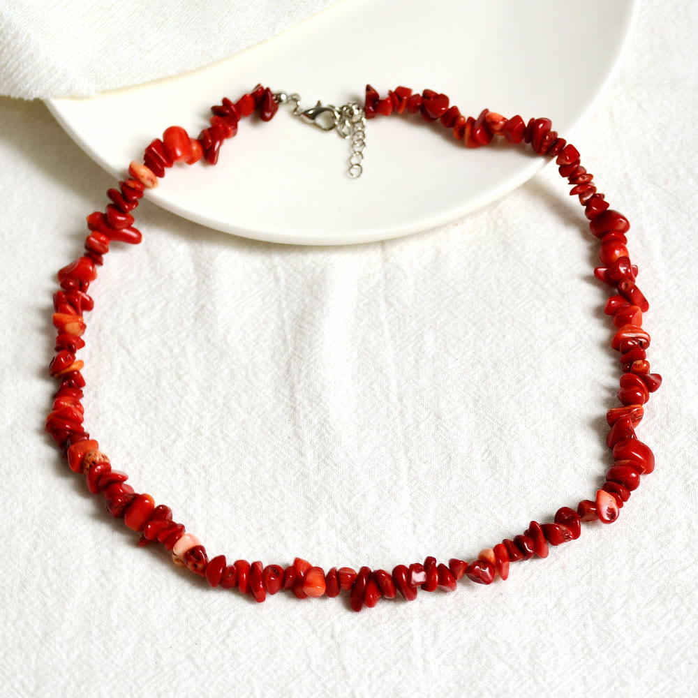 Stylish Polished Crystal Necklace - Lina-Red Coral-State of Style