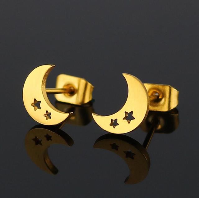 Stylish Punk Stud Earrings | Bold Fashion Statement-Moon gold-State of Style