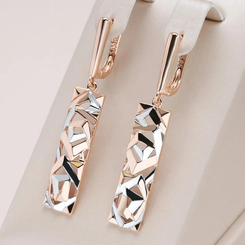 Stylish Rectangular Earrings in Gold and Silver - Elena-State of Style