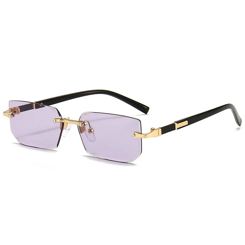 Stylish rectangular sunglasses without a frame for women - KlaraView-Purple-State of Style