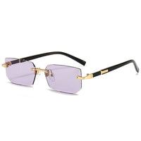 Stylish rectangular sunglasses without a frame for women - KlaraView-Purple-State of Style