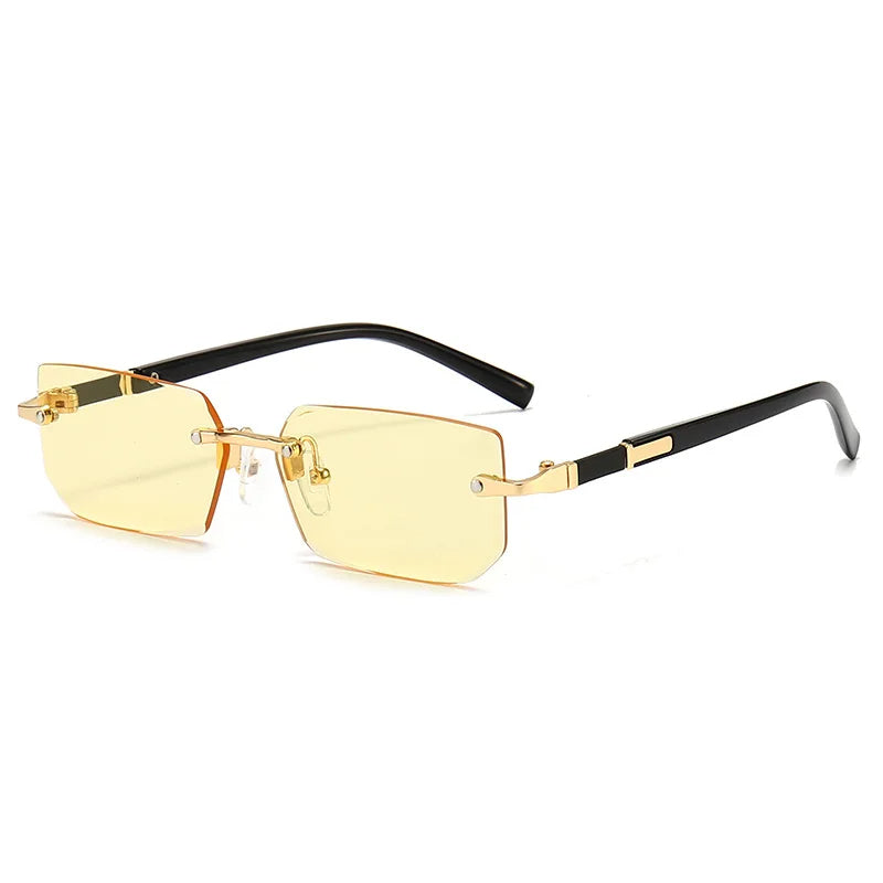 Stylish rectangular sunglasses without a frame for women - KlaraView-Yellow-State of Style