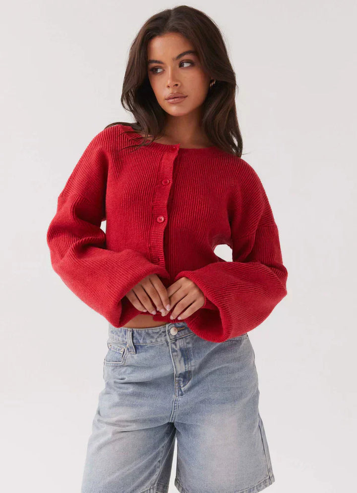 Stylish Red Women's Cardigan - Clarella-XS-State of Style