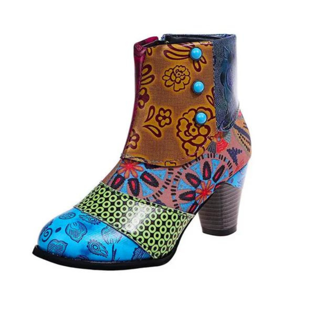Stylish Retro Leather Ladies Boots - Livia-Blue-5-State of Style