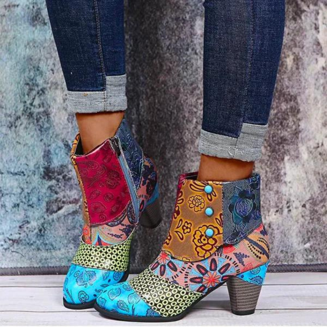Stylish Retro Leather Ladies Boots - Livia-Red-5-State of Style