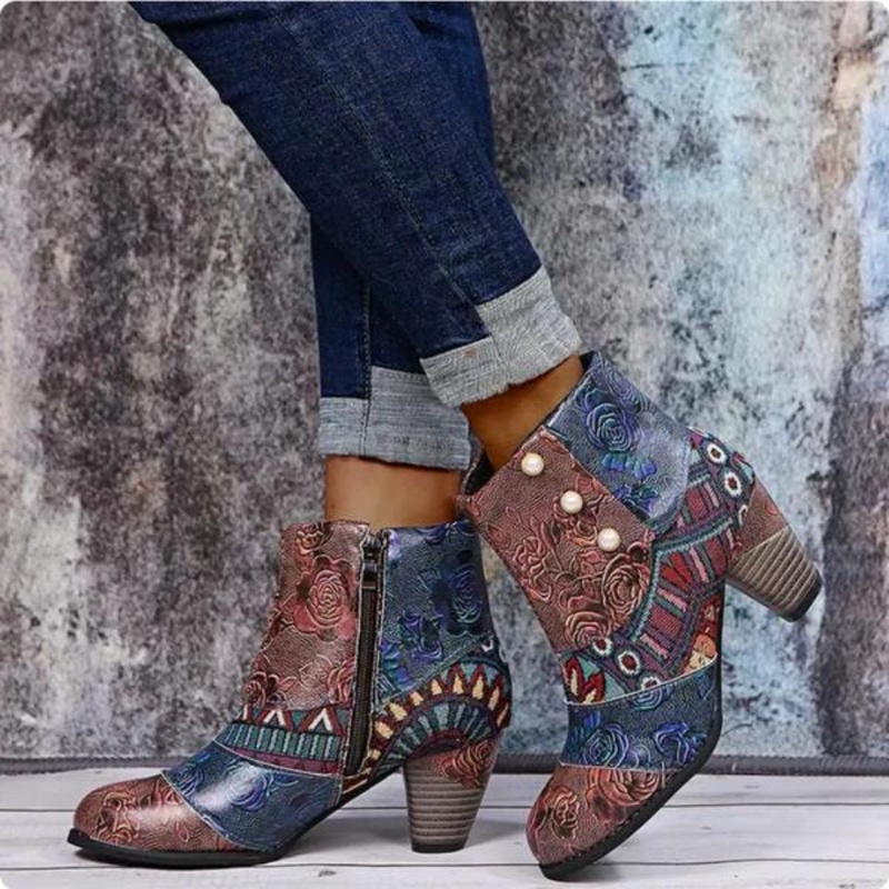 Stylish Retro Leather Ladies Boots - Livia-Red-5-State of Style