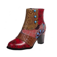 Stylish Retro Leather Ladies Boots - Livia-Red-5-State of Style