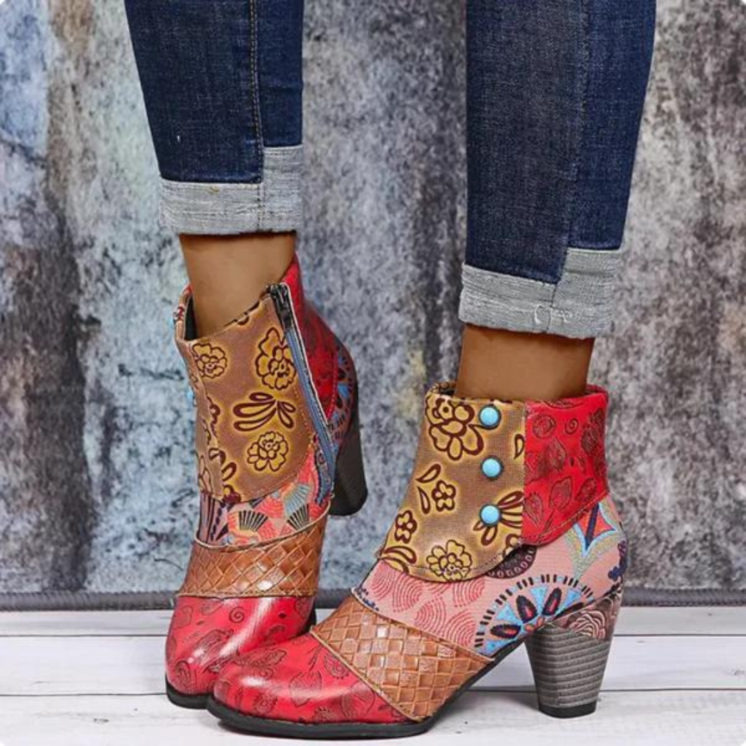 Stylish Retro Leather Ladies Boots - Livia-Red-5-State of Style