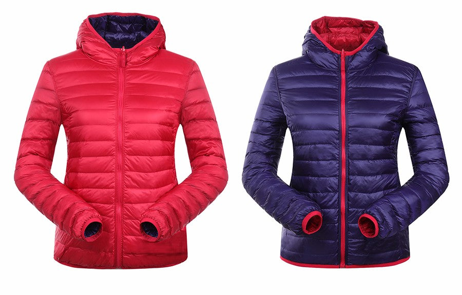 Stylish Reversible Women's Down Jacket - Aurora-Blue-S-State of Style