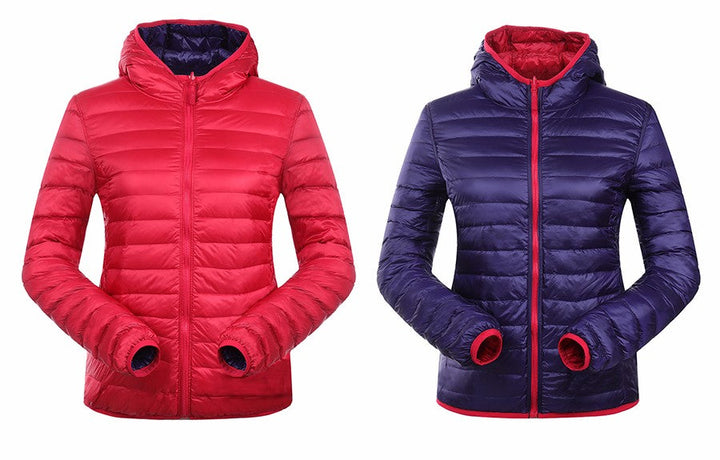 Stylish Reversible Women's Down Jacket - Aurora-Blue-S-State of Style