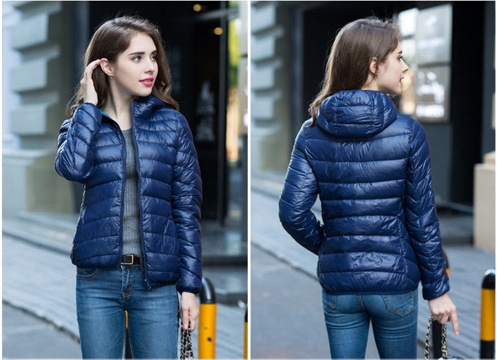 Stylish Reversible Women's Down Jacket - Aurora-Blue-S-State of Style