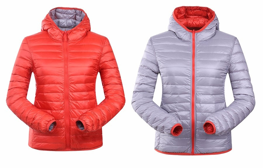 Stylish Reversible Women's Down Jacket - Aurora-Blue-S-State of Style