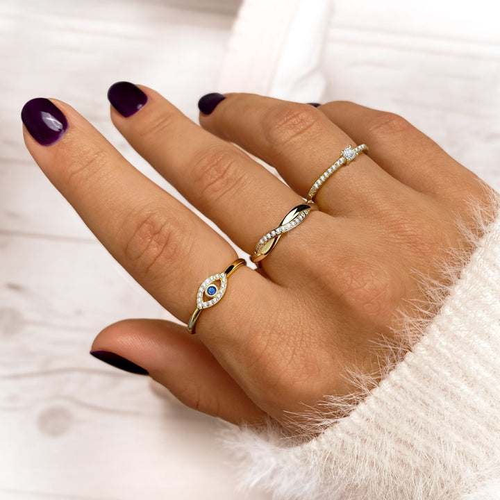 Stylish Ring with Sparkling Zirconia – Sienna-Gold-5-State of Style