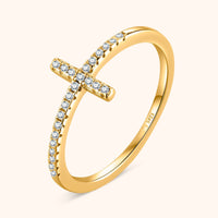 Stylish Ring with Zirconia Cross - Faith-Gold-5-State of Style