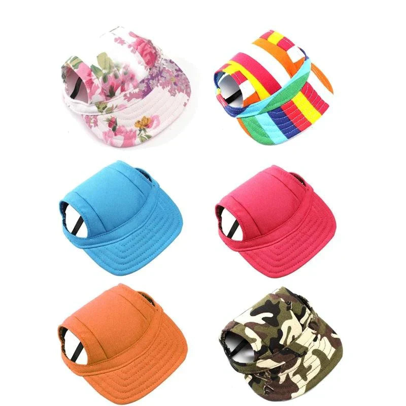 Stylish Round Brim Dog Hat - SunnyPaws-Striped-S-State of Style