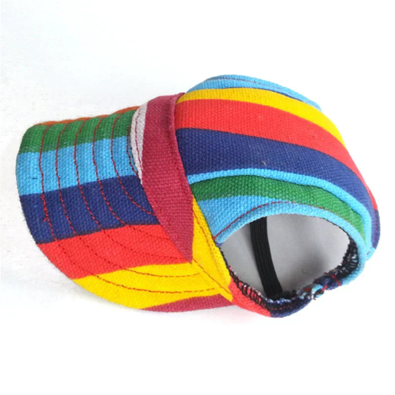 Stylish Round Brim Dog Hat - SunnyPaws-Striped-S-State of Style