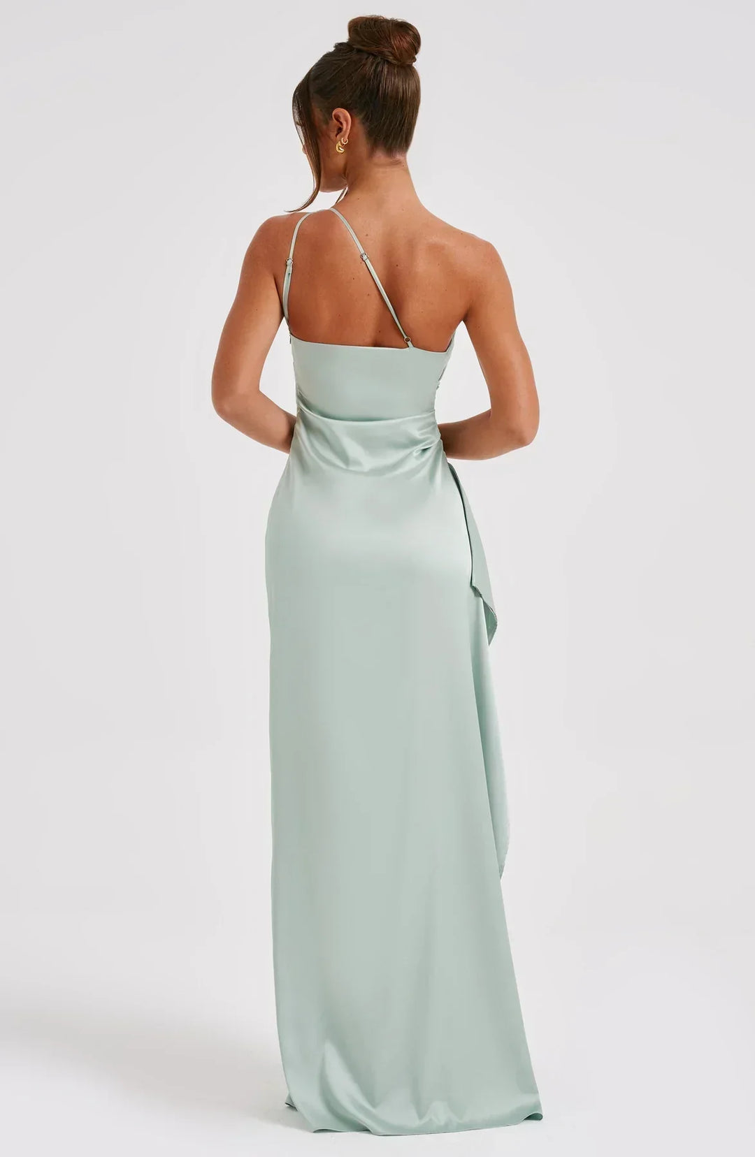 Stylish Satin Dress with Pleats and Shoulder Detail - Selene-Red-XS-State of Style