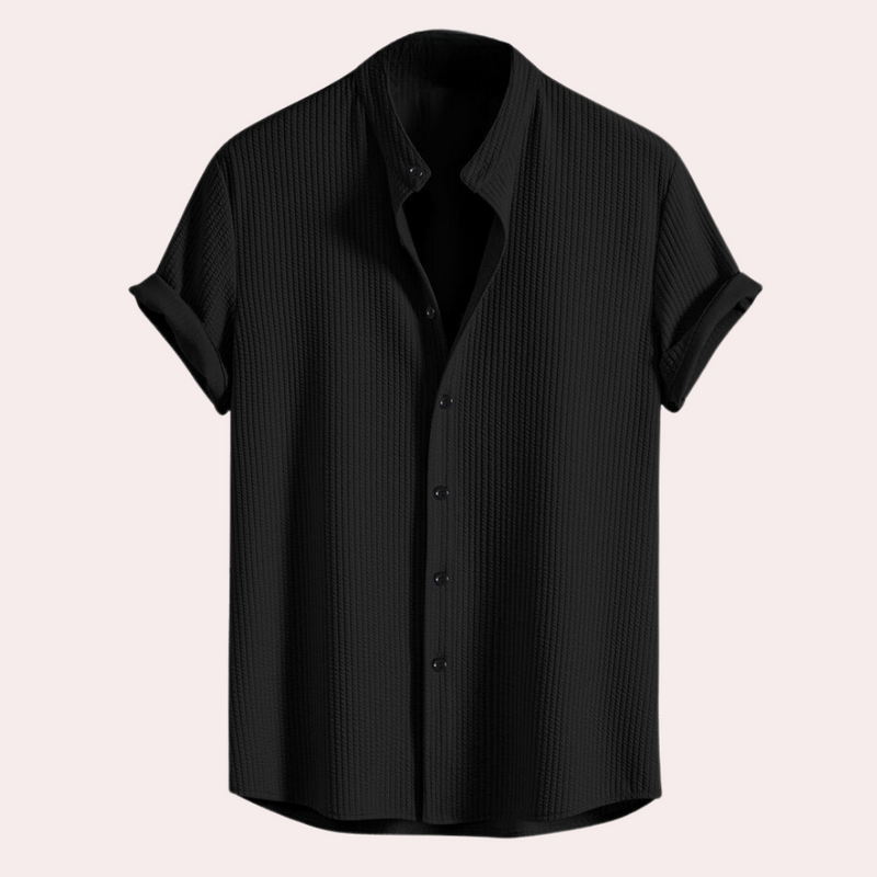 Stylish Short-Sleeved Shirt for Men - Victor-Black-S-State of Style