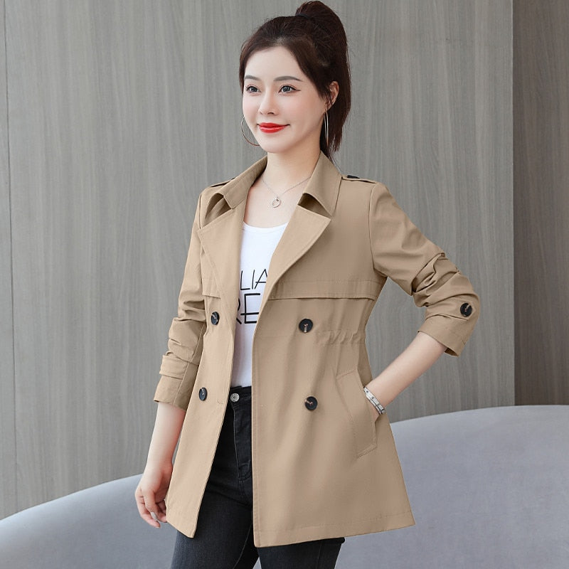 Stylish Short Trench Coat | Perfect for Every Occasion-Khaki-M-State of Style