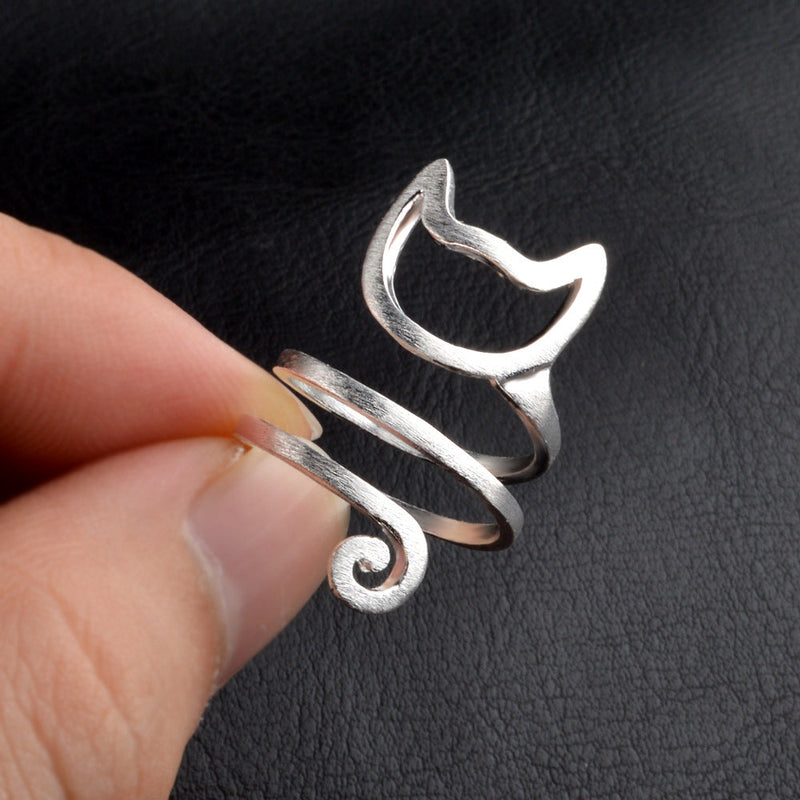Stylish Silver Cat Ring | Charming Jewellery-State of Style