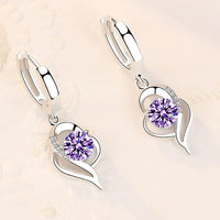 Stylish Silver Zircon Earrings for Women – Elsa-Purple-State of Style