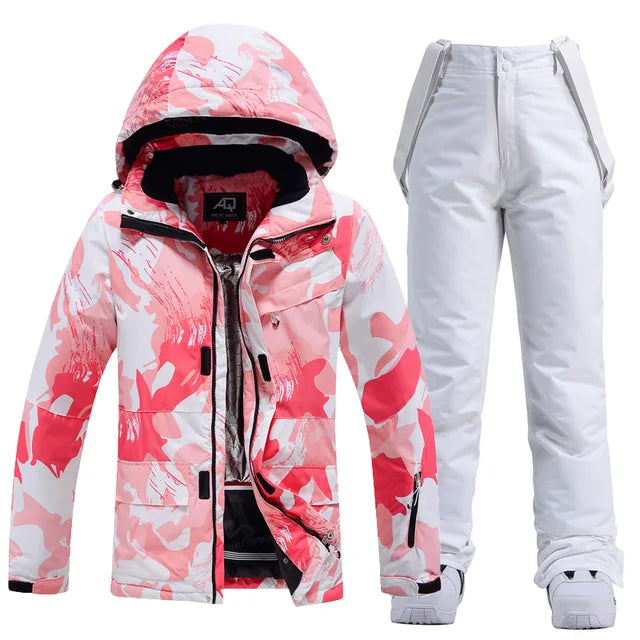 Stylish Ski Suit for Women - Aurora-Pink/White-XS-State of Style