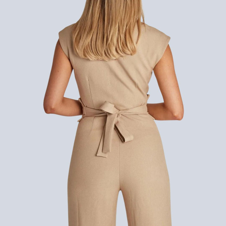Stylish Sleeveless Jumpsuit | Hazel Design | Comfortable Women's Fashion-White-S-State of Style