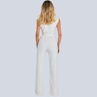 Stylish Sleeveless Jumpsuit | Hazel Design | Comfortable Women's Fashion-White-S-State of Style