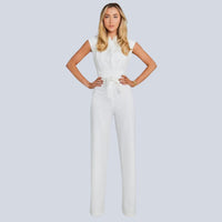 Stylish Sleeveless Jumpsuit | Hazel Design | Comfortable Women's Fashion-White-S-State of Style