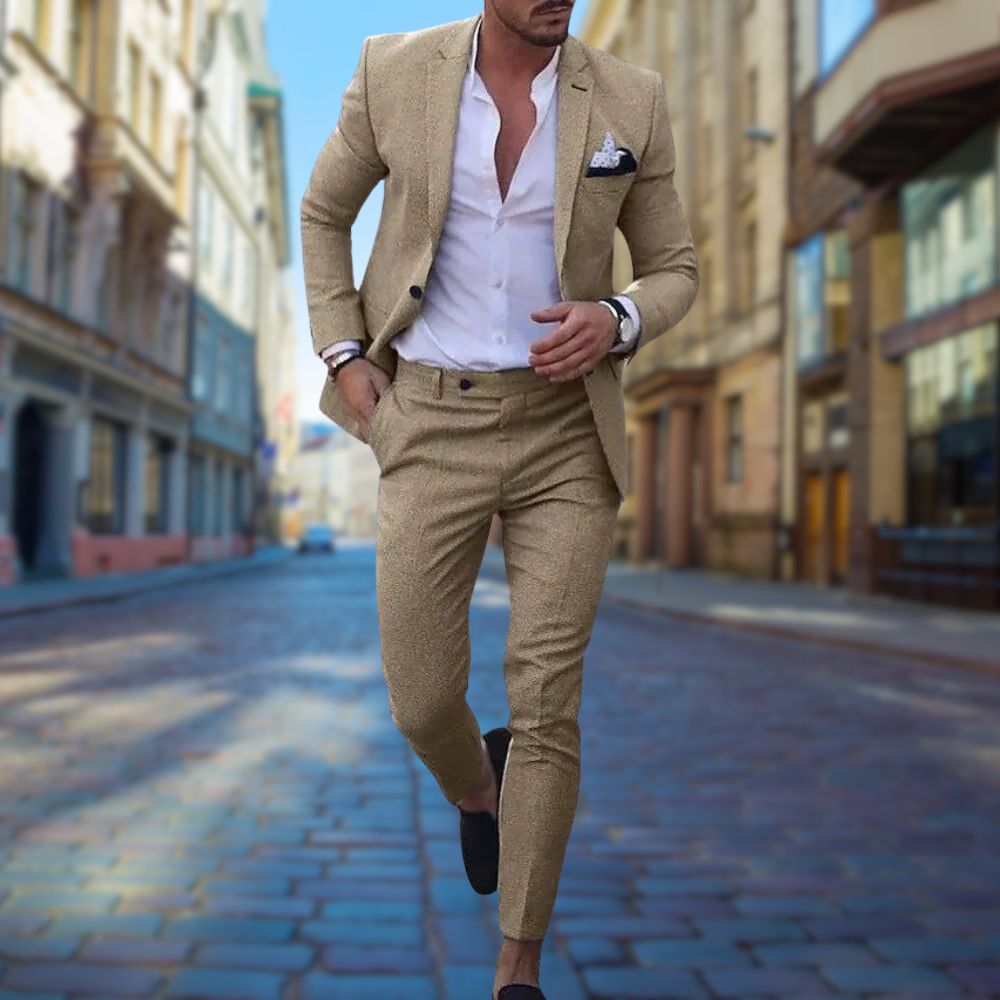 Stylish Slim Fit Men's Suit - Noah-Khaki-XS-State of Style