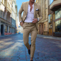 Stylish Slim Fit Men's Suit - Noah-Khaki-XS-State of Style