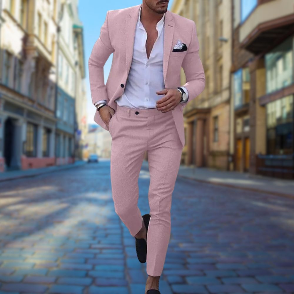 Stylish Slim Fit Men's Suit - Noah-Pink-XS-State of Style