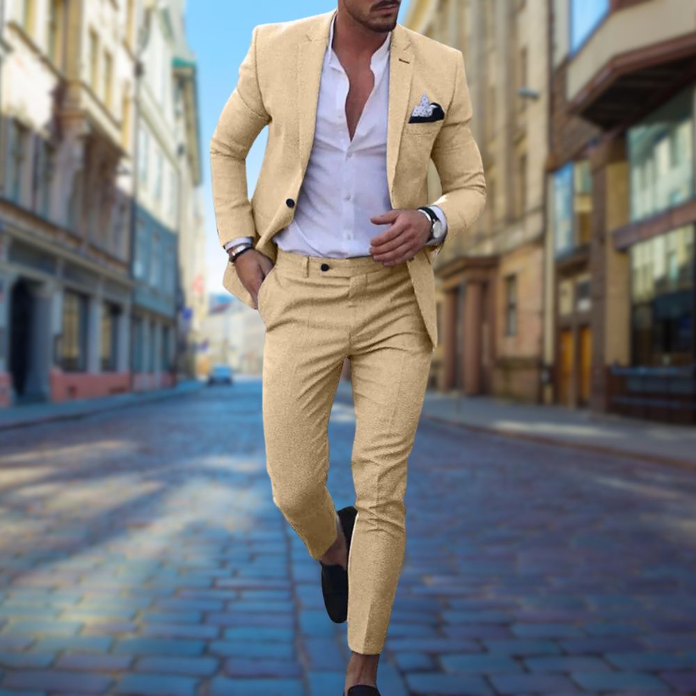 Stylish Slim Fit Men's Suit - Noah-Yellow-XS-State of Style