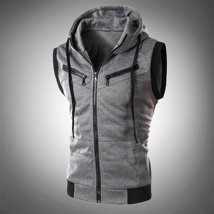 Stylish Slim-Fit Vest with Hood - Ricardo-Dark grey-S-State of Style