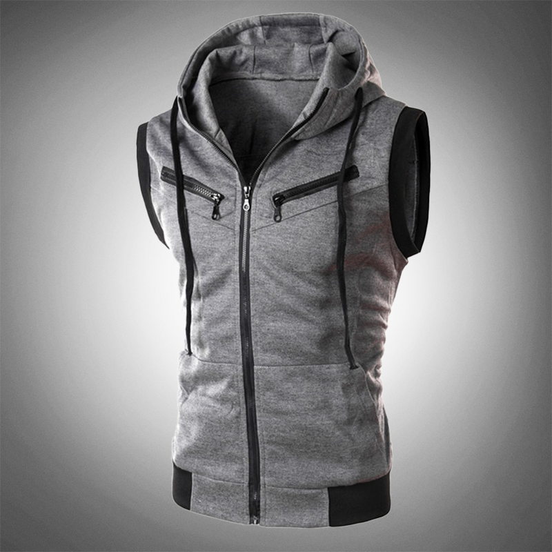 Stylish Slim-Fit Vest with Hood - Ricardo-Dark grey-S-State of Style