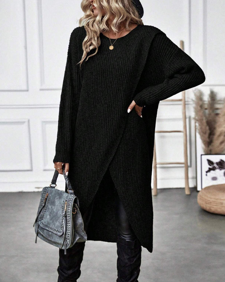 Stylish Solid Sweater Dress - Lina-Grey-S-State of Style
