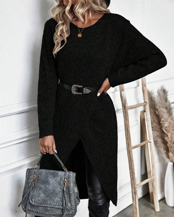 Stylish Solid Sweater Dress - Lina-Grey-S-State of Style