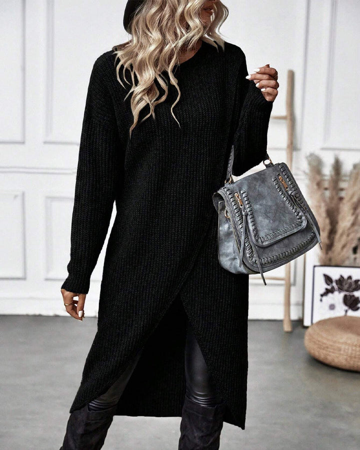 Stylish Solid Sweater Dress - Lina-Grey-S-State of Style