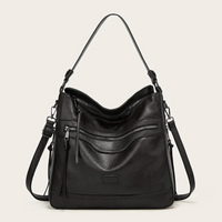 Stylish Spacious Leather Shoulder Bag - Elodie-Black-State of Style