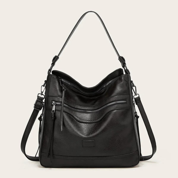 Stylish Spacious Leather Shoulder Bag - Elodie-Black-State of Style