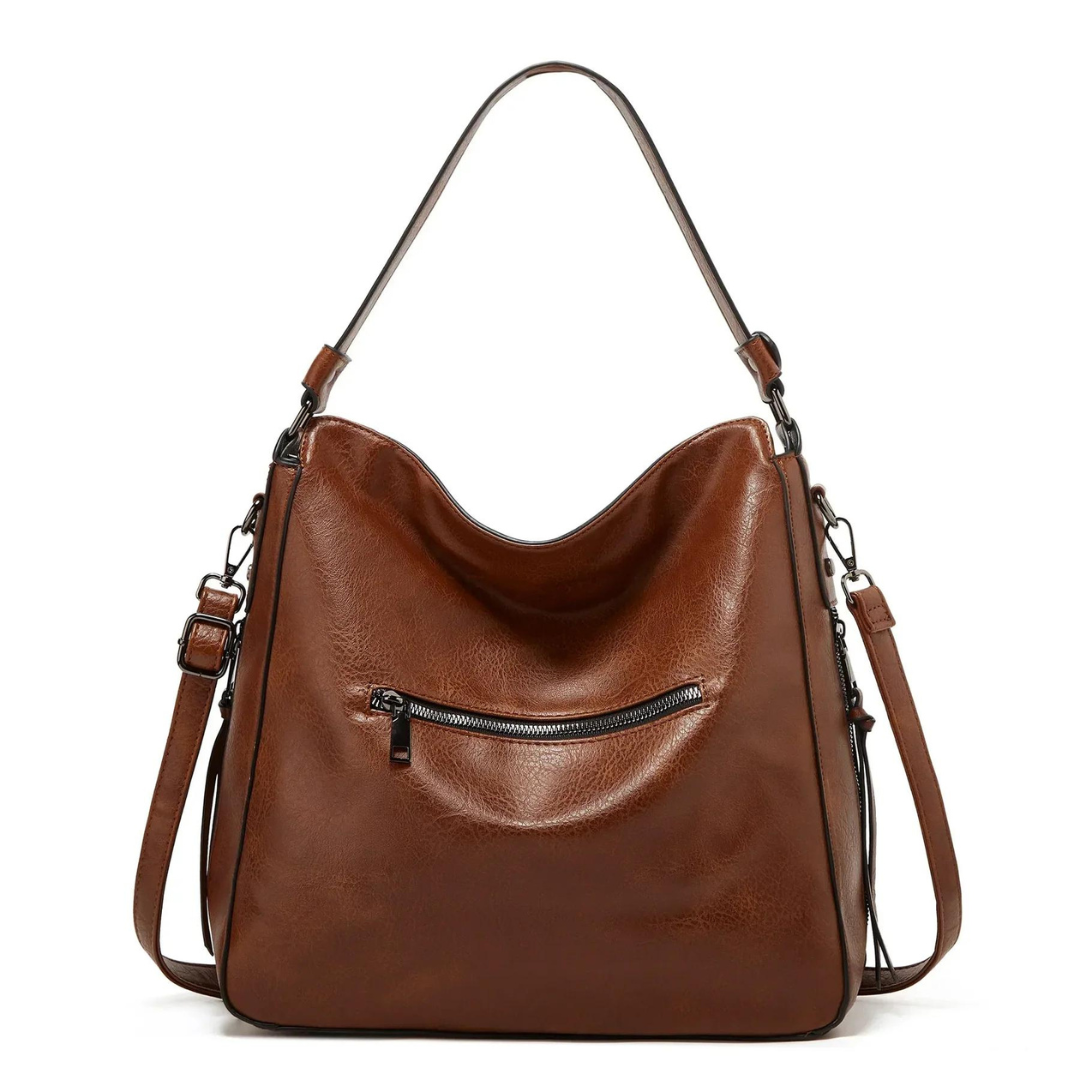 Stylish Spacious Leather Shoulder Bag - Elodie-Brown-State of Style