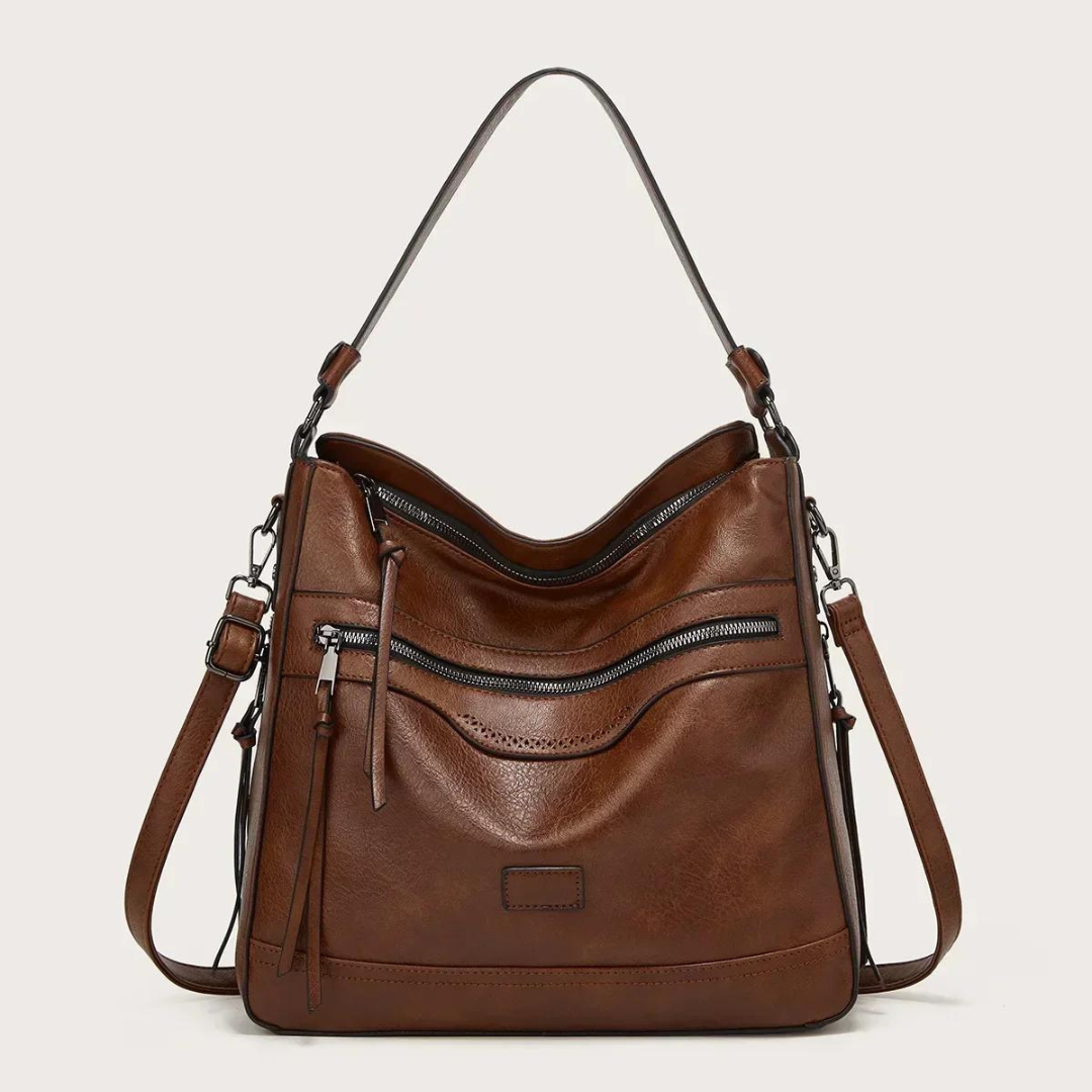 Stylish Spacious Leather Shoulder Bag - Elodie-Coffee-State of Style