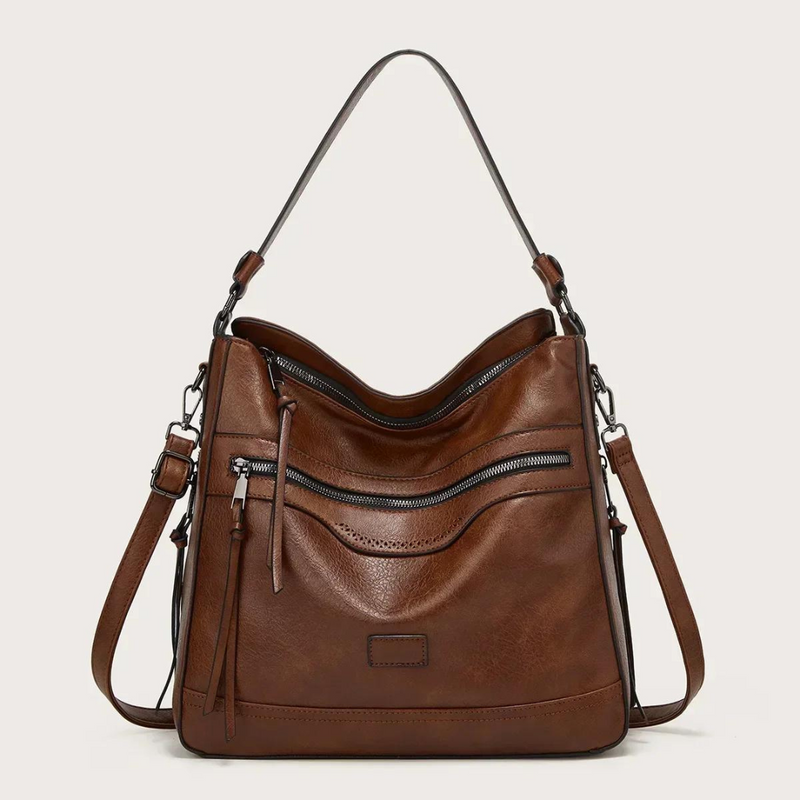 Stylish Spacious Leather Shoulder Bag - Elodie-Coffee-State of Style