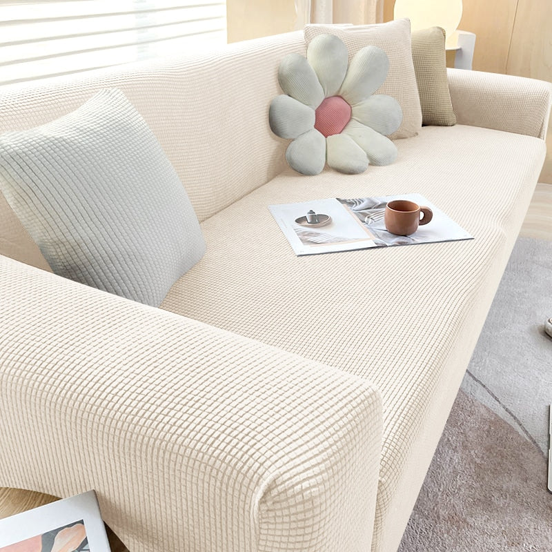 Stylish Stretch Sofa Cover - StretchGuard-1-Seater (90-140cm)-Beige White-State of Style