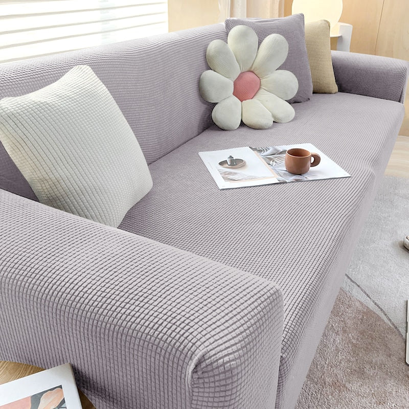 Stylish Stretchable Sofa Cover - StretchGuard-1-Seater (90-140cm)-Beige White-State of Style