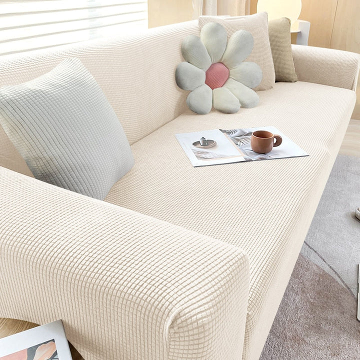 Stylish Stretchable Sofa Cover - StretchGuard-1-Seater (90-140cm)-Beige White-State of Style