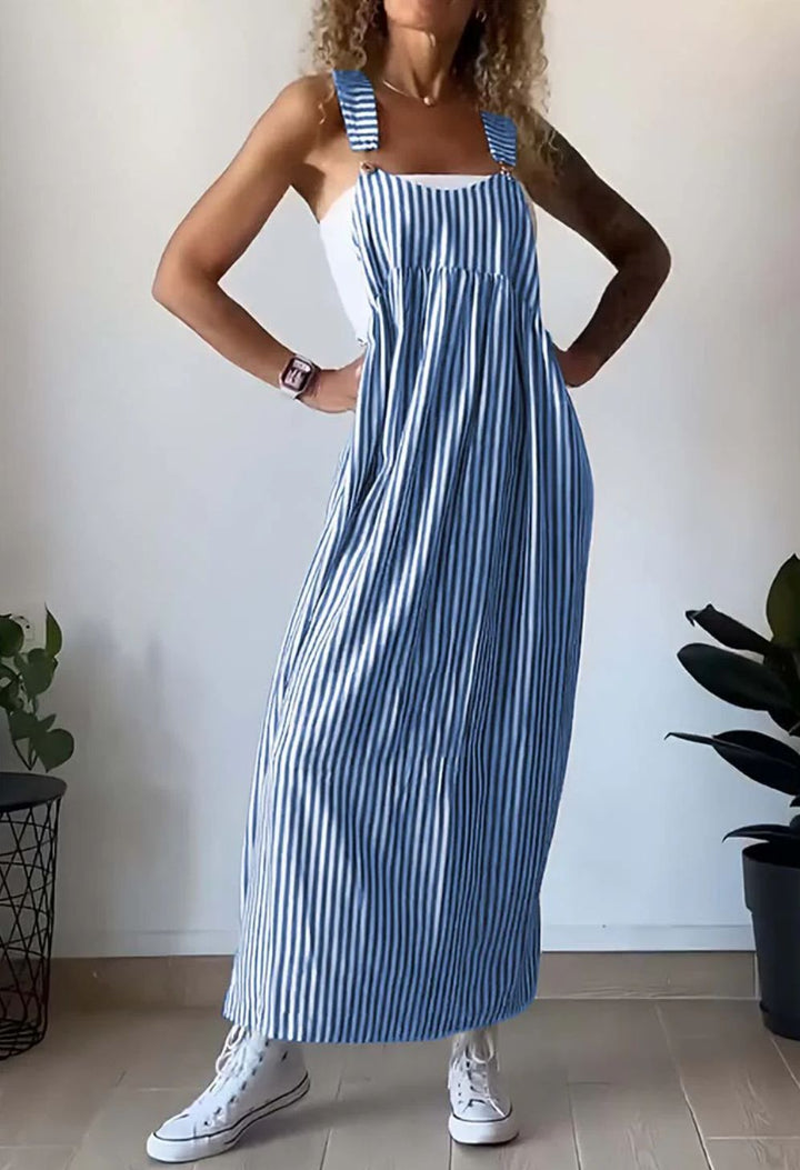 Stylish Striped Casual Jumpsuit with Comfort Cut – Liana-Blue-S-State of Style