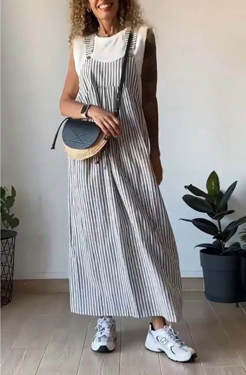 Stylish Striped Casual Jumpsuit with Comfort Cut – Liana-Gray-S-State of Style