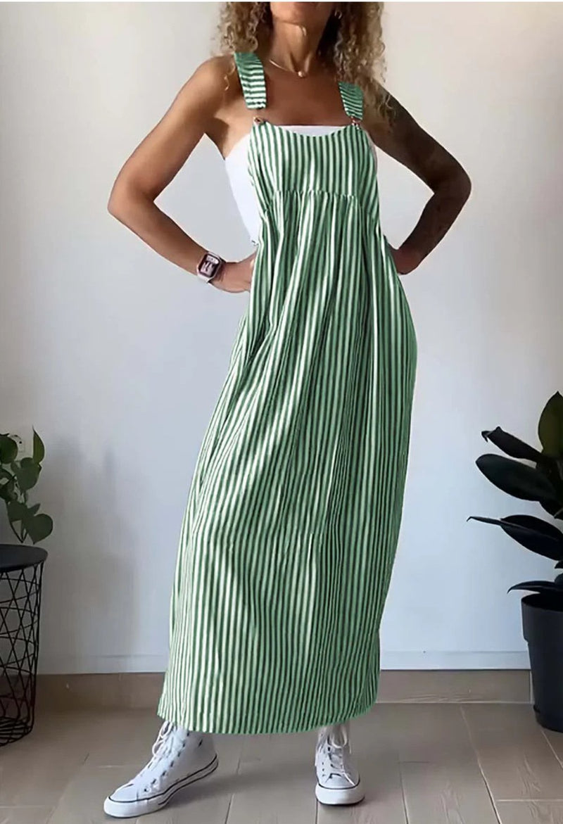 Stylish Striped Casual Jumpsuit with Comfort Cut – Liana-Green-S-State of Style