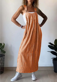 Stylish Striped Casual Jumpsuit with Comfort Cut – Liana-Orange-S-State of Style